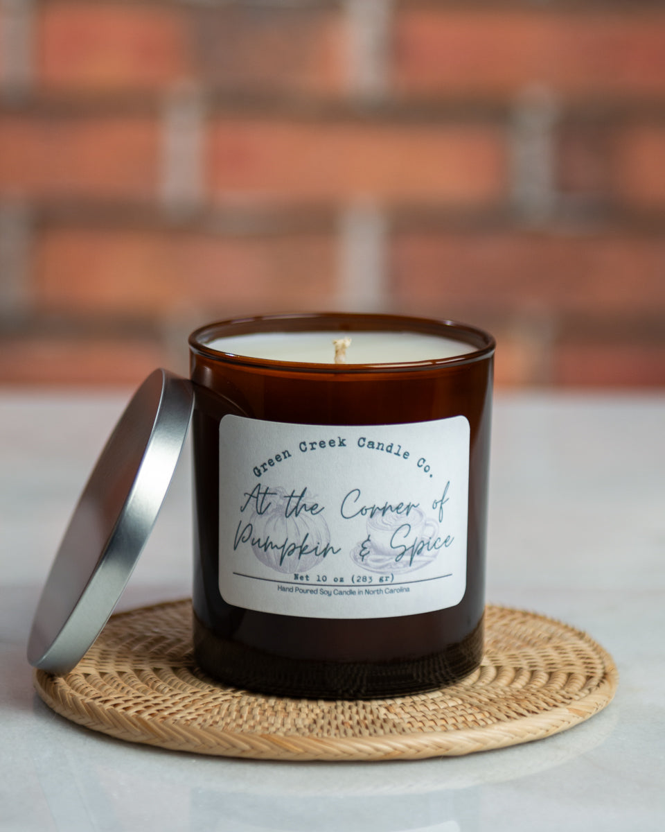 10 oz Clear Tumbler with At the Corner of Pumpkin & Spice fragrance