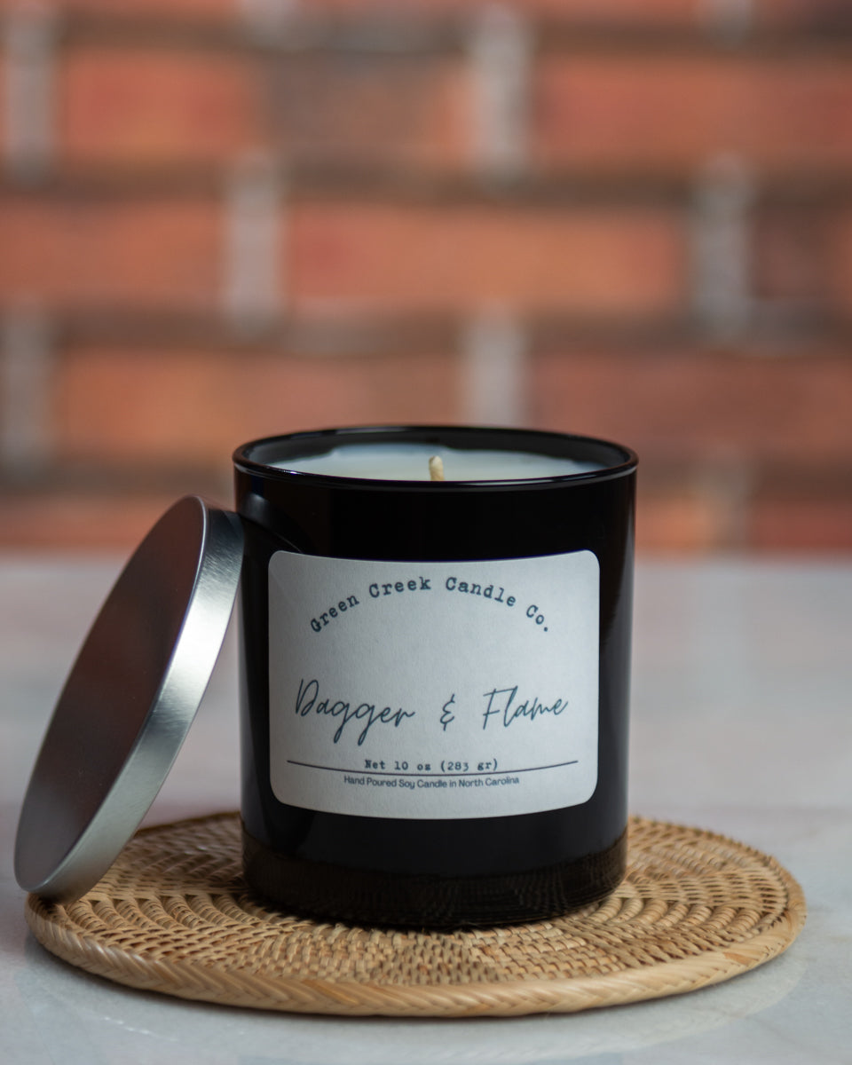 10 oz Amber Tumbler with Dagger & Flame fragrance