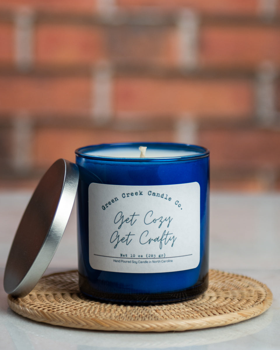 6 oz Tin with Get Cozy, Get Crafty fragrance