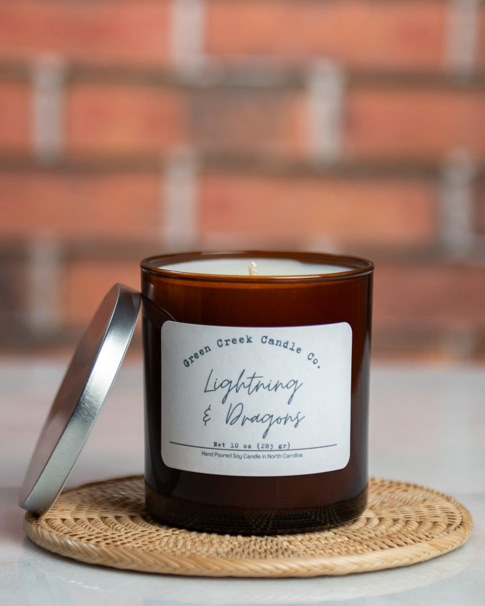 10 oz Amber Tumbler with Lightning & Dragons fragrance