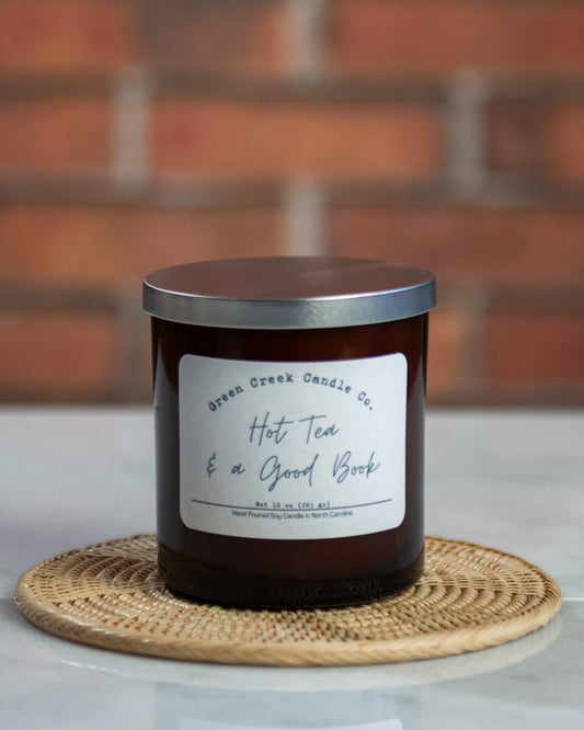 10 oz Amber Tumbler with Hot Tea & a Good Book fragrance