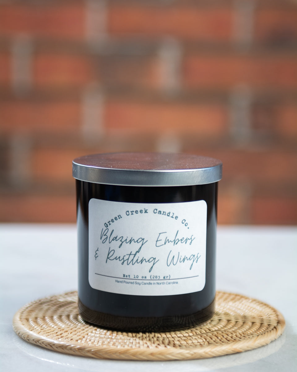 10 oz Black Tumbler with Blazing Embers & Rustling Wings fragrance