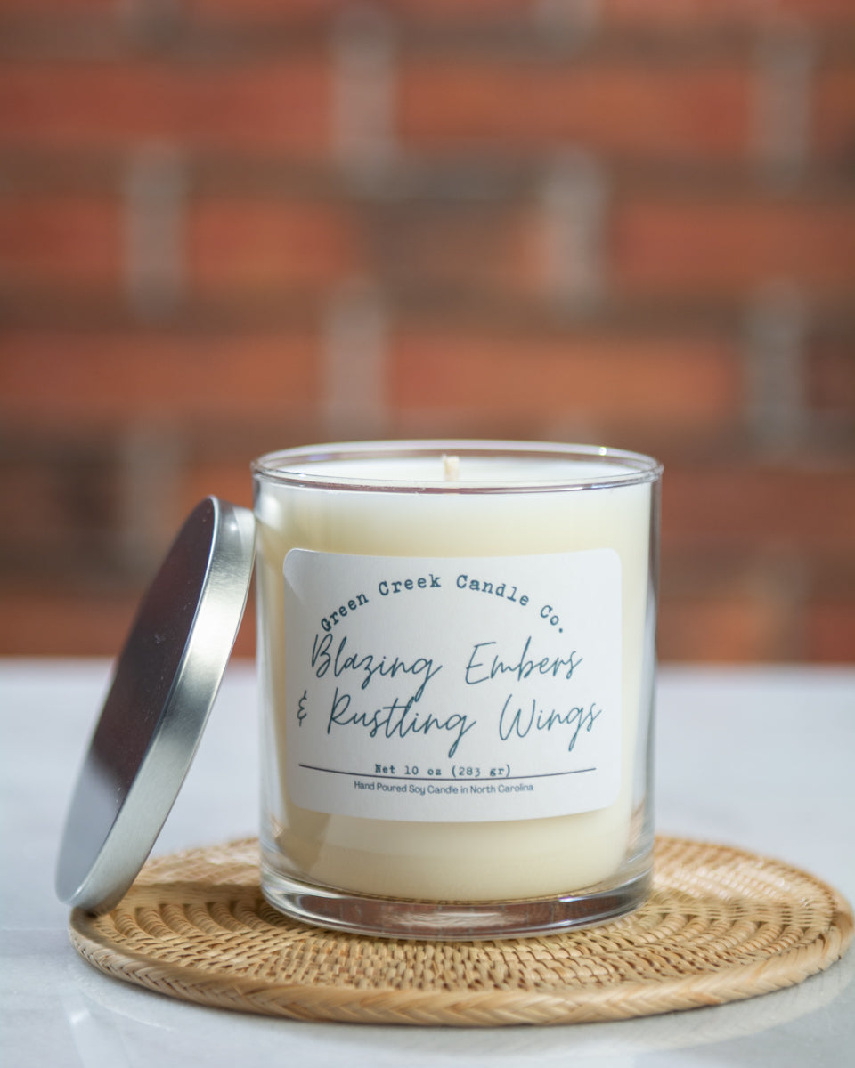 6 oz Tin with Blazing Embers & Rustling Wings fragrance