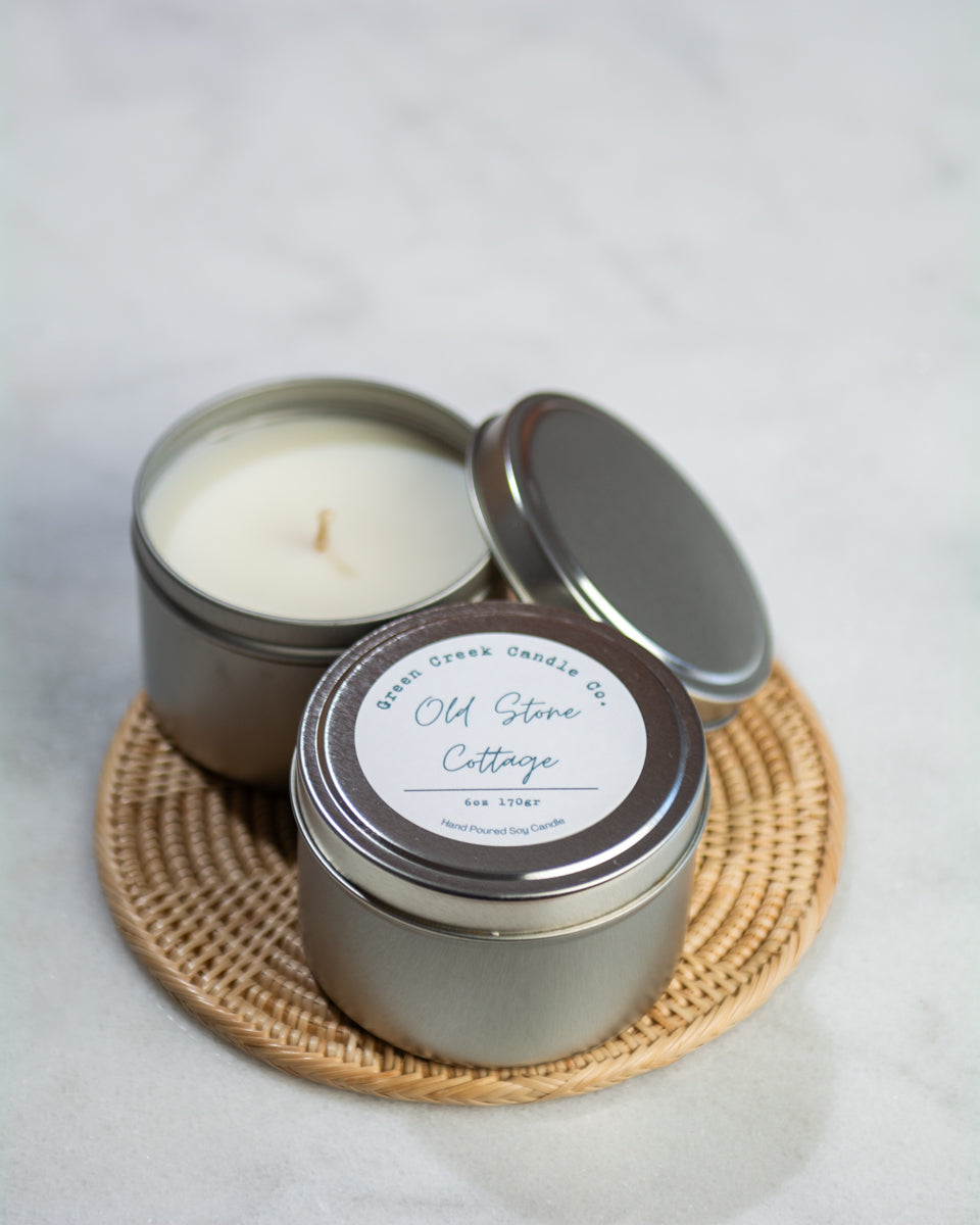 6 oz Tin with Old Stone Cottage fragrance