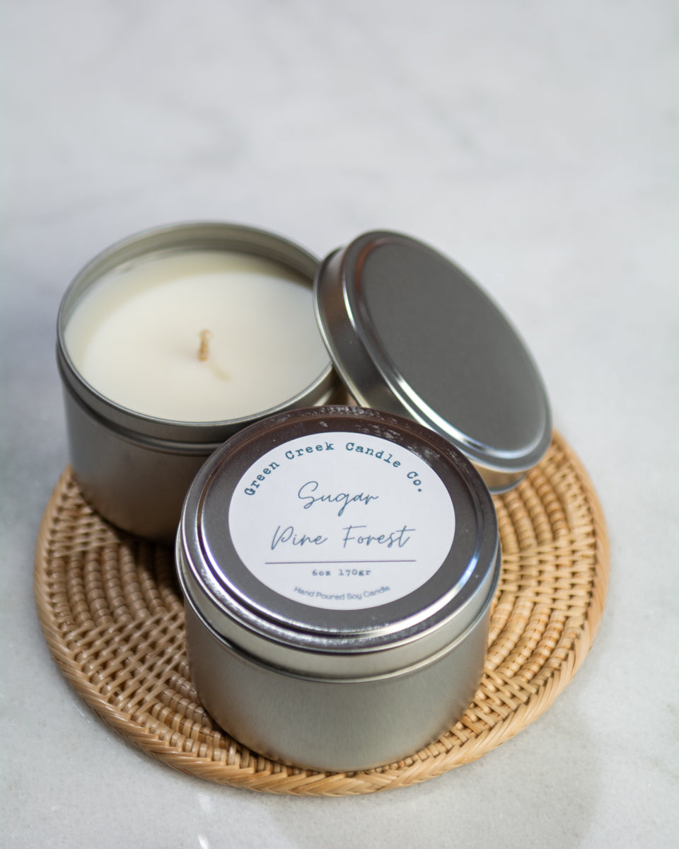 6 oz Tin with Sugar Pine Forest fragrance