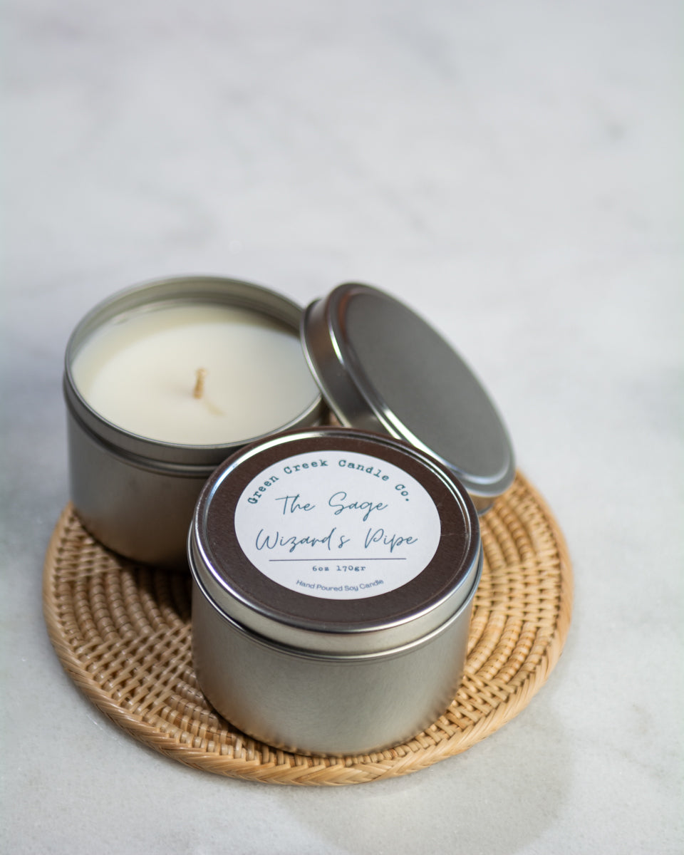 6 oz Tin with The Sage Wizard's Pipe fragrance
