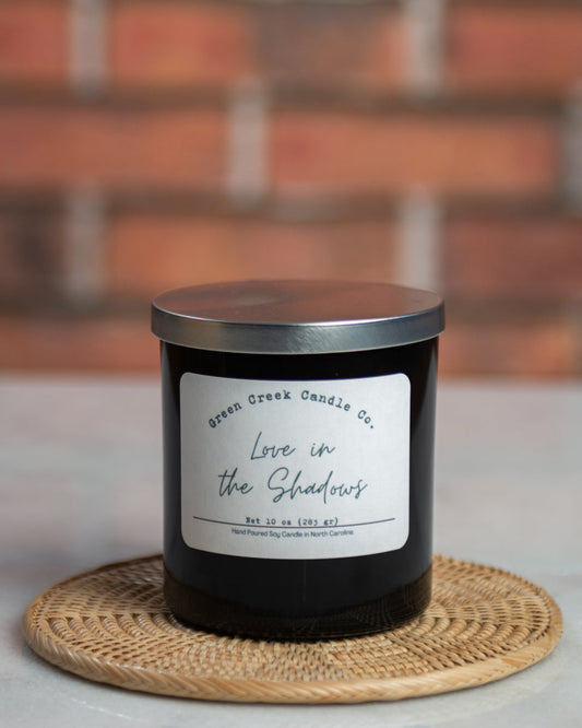 10 oz Black Tumbler with Love in the Shadows fragrance