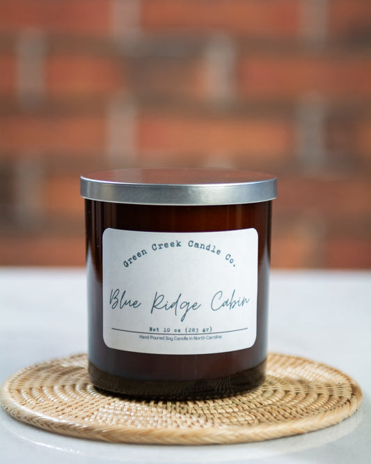 10 oz Amber Tumbler with Blue Ridge Cabin fragrance